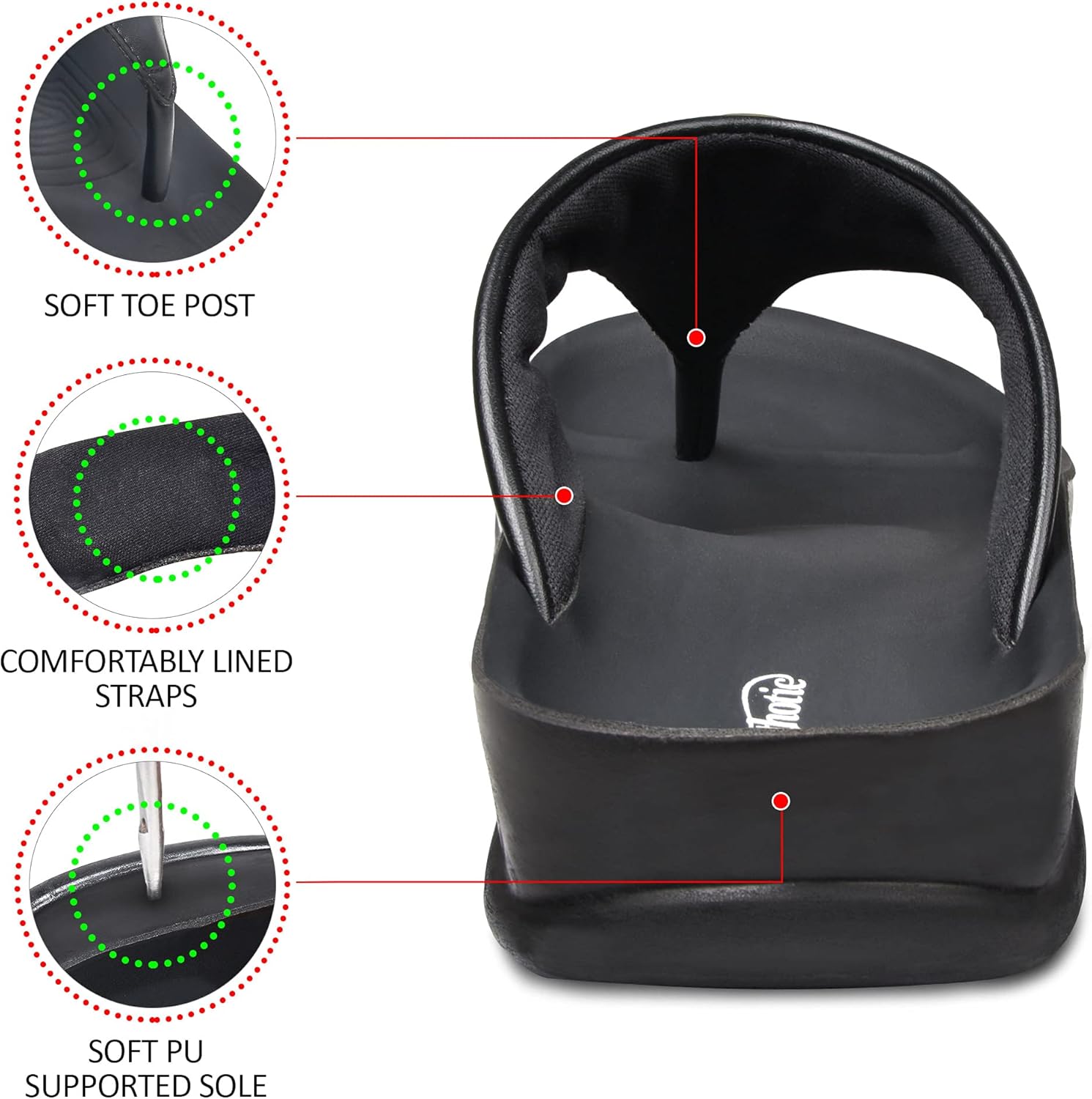 AEROTHOTIC Arch Supportive Strappy Orthotic Comfortable Flip Flops Cushion Soft Toe Post Non-Slip Summer Casual Travel Walking Thong Sandals Women Beach Essentials - Image 5