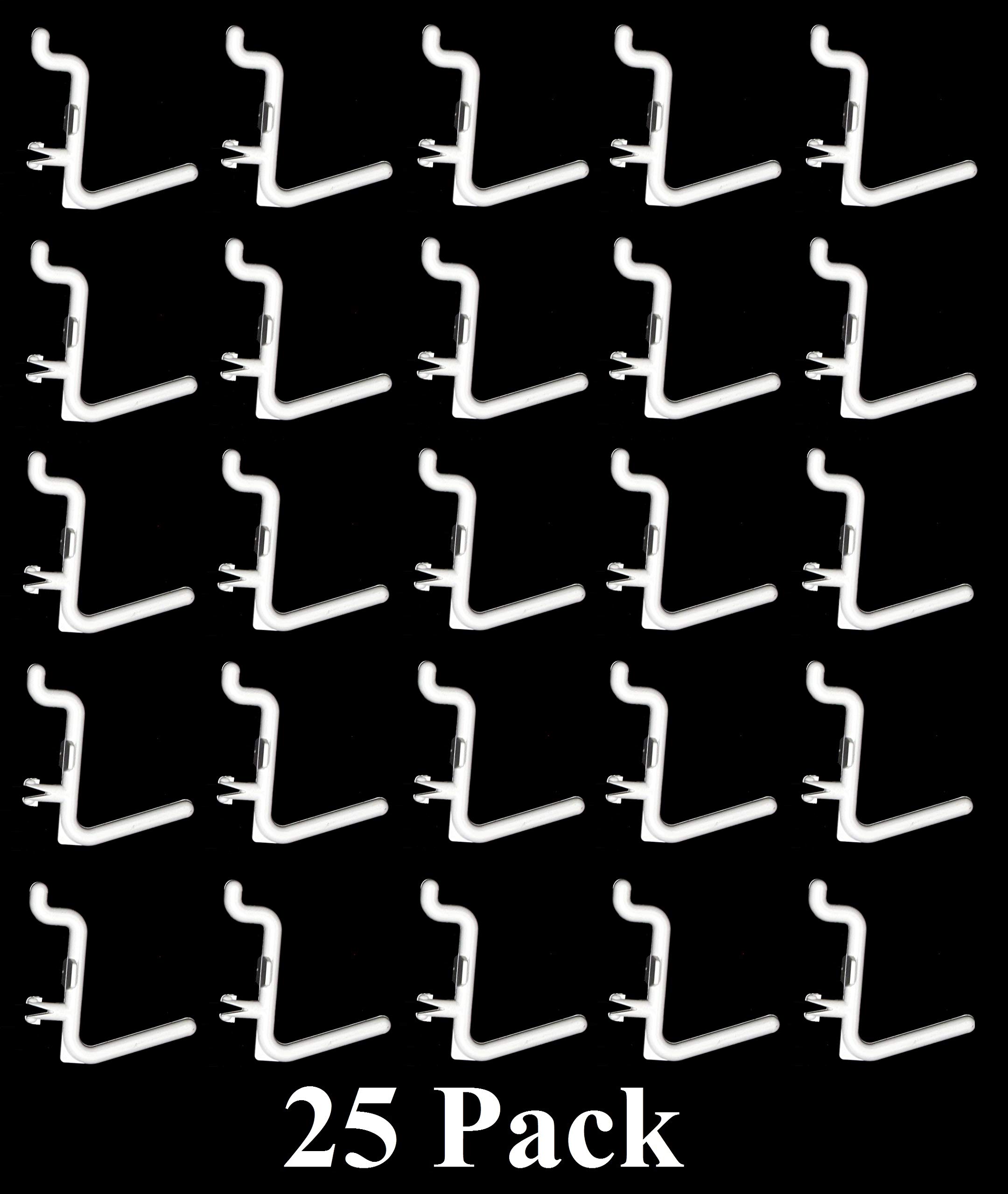 JSP Manufacturing Plastic White L Style Pegboard Hooks Garage Tool Storage fits 1/4