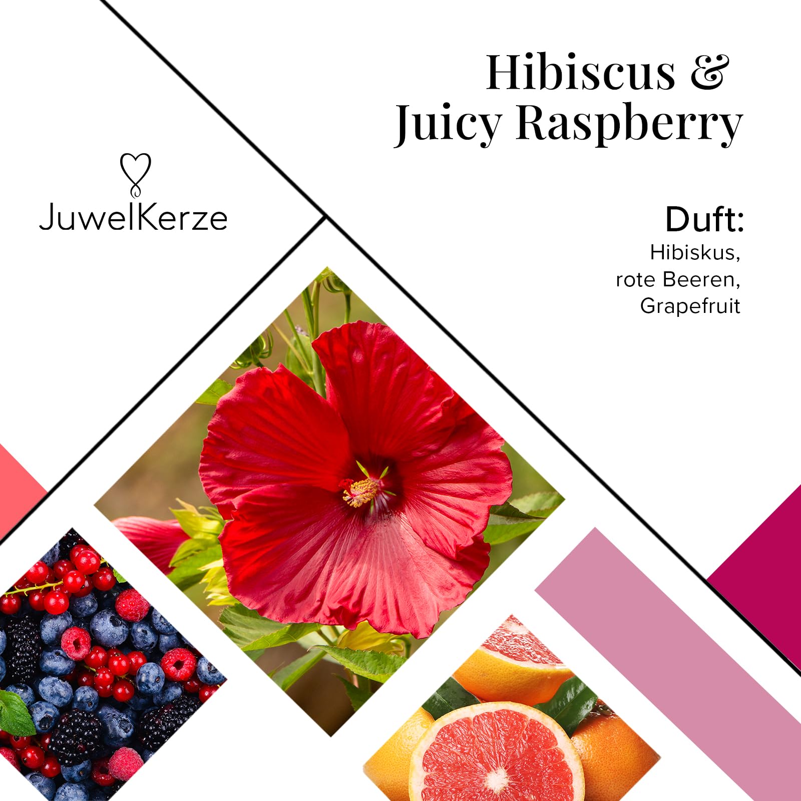 JuwelKerze Hibiscus & Juicy Raspberry orecchini argento – candela gioielli 80 ore – grande candela profumata con profumo fruttato – candela rosa con sorpresa gioielli – regalo per donne, compleanno