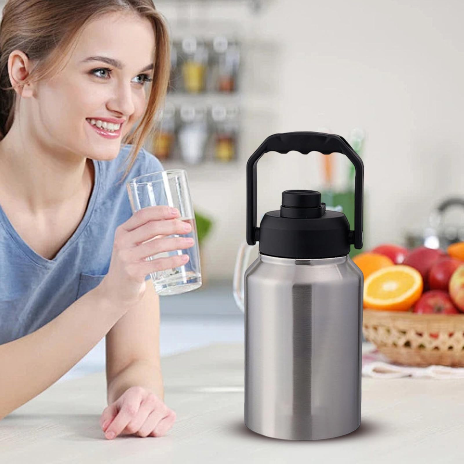 Cubo De Hielo Isotérmico Con Tapa Asa Portátil, Botella De Agua Incluida