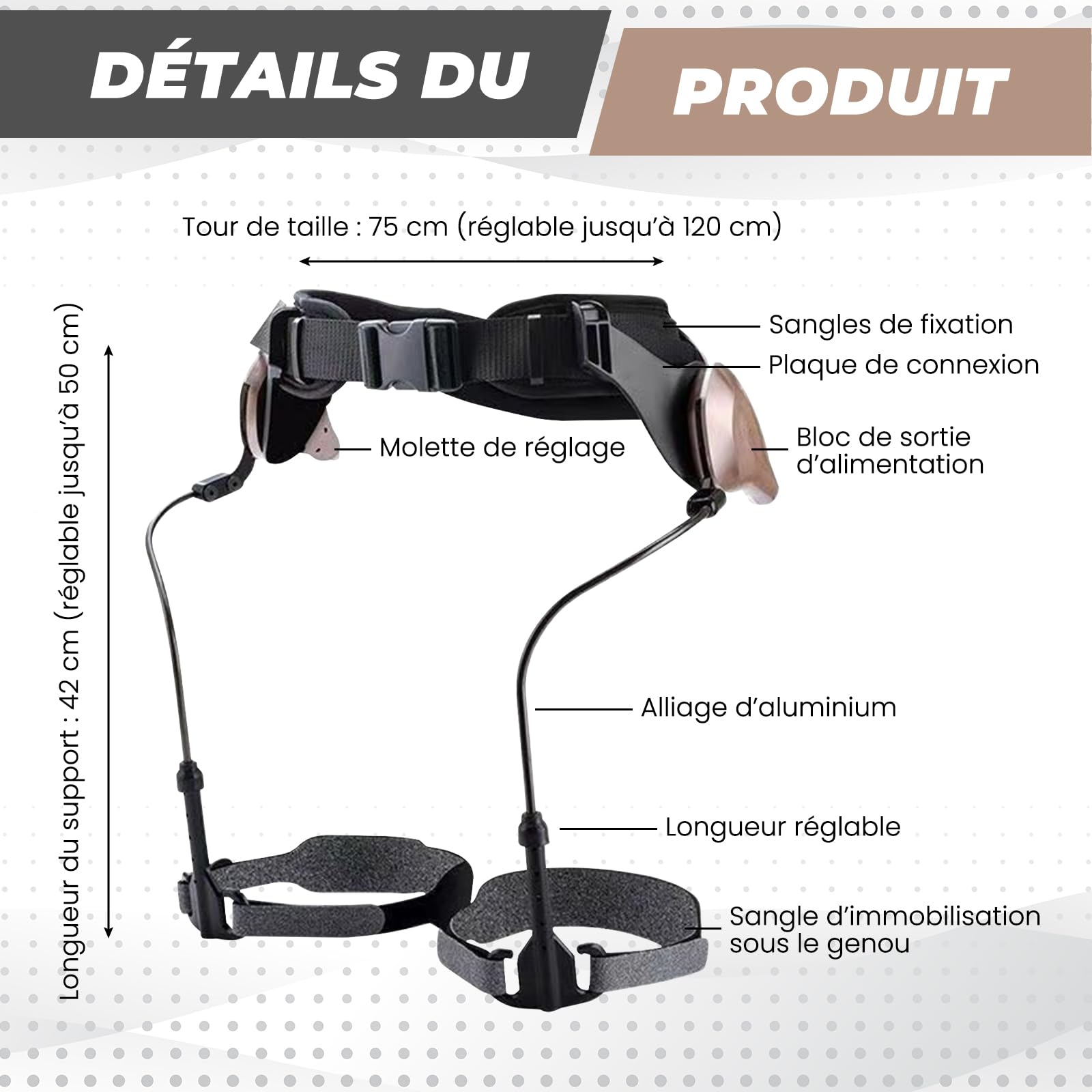 perfeclan Aide à la Marche sans Effort Grâce à un Exosquelette Bionique, Dispositif Mécanique pour la Mobilité des Jambes et d'Escaliers, Destiné aux Adultes et à Mobilité Réduite