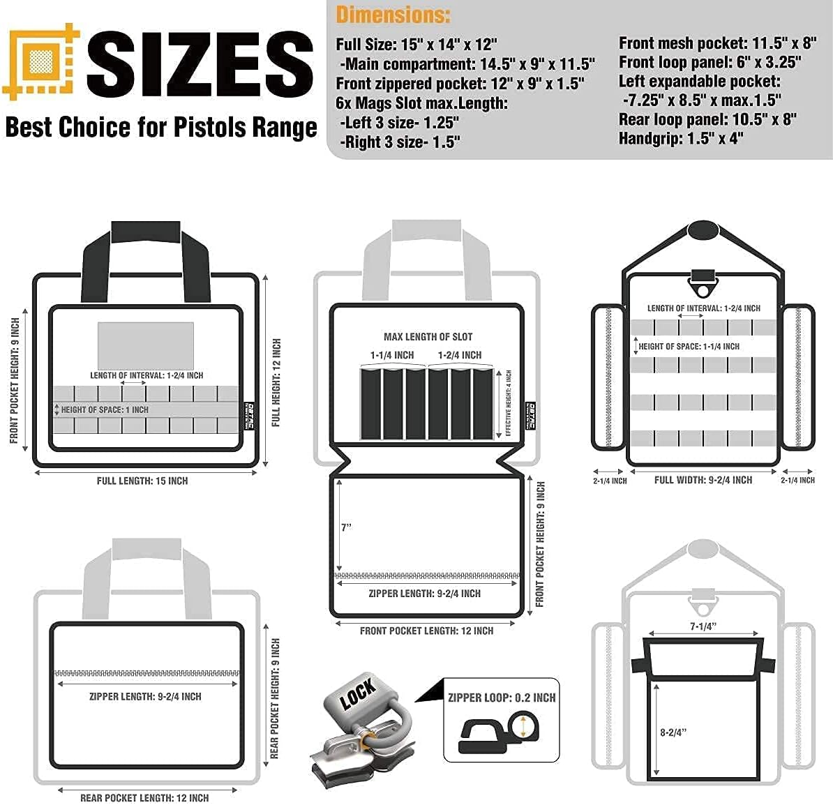 DBTAC Range Bag Large for 4+ Pistol (Tan) + Soft Handgun Case XS for 1~2 Pistol (Tan), Lockable Zipper, Durable Material, Compact Design