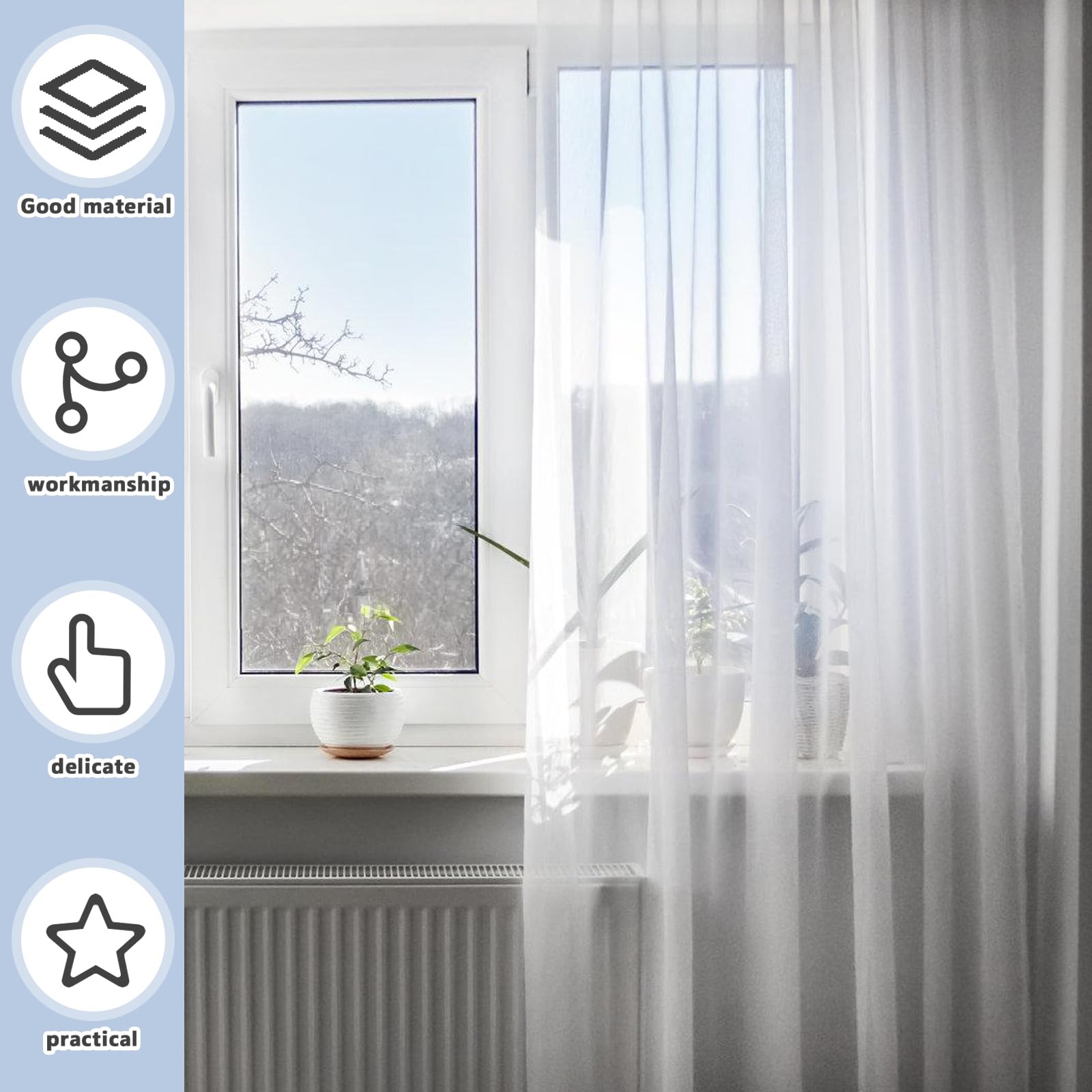 SUNOYA Outdoorvorhänge Transparent, 2 Stück Outdoor Vorhang Wetterfest, Balkon Vorhang mit ösen, Outdoor Gardinen, H213cm x B132 cm, Vorhang Weiß für Balkon Terrasse Wasserdicht Sichtschutz