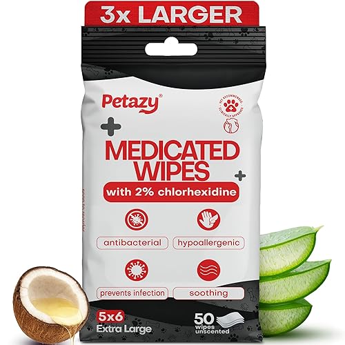 Petazy 2% Chlorhexidine Wipes for Dogs 3X Larger | Yeast