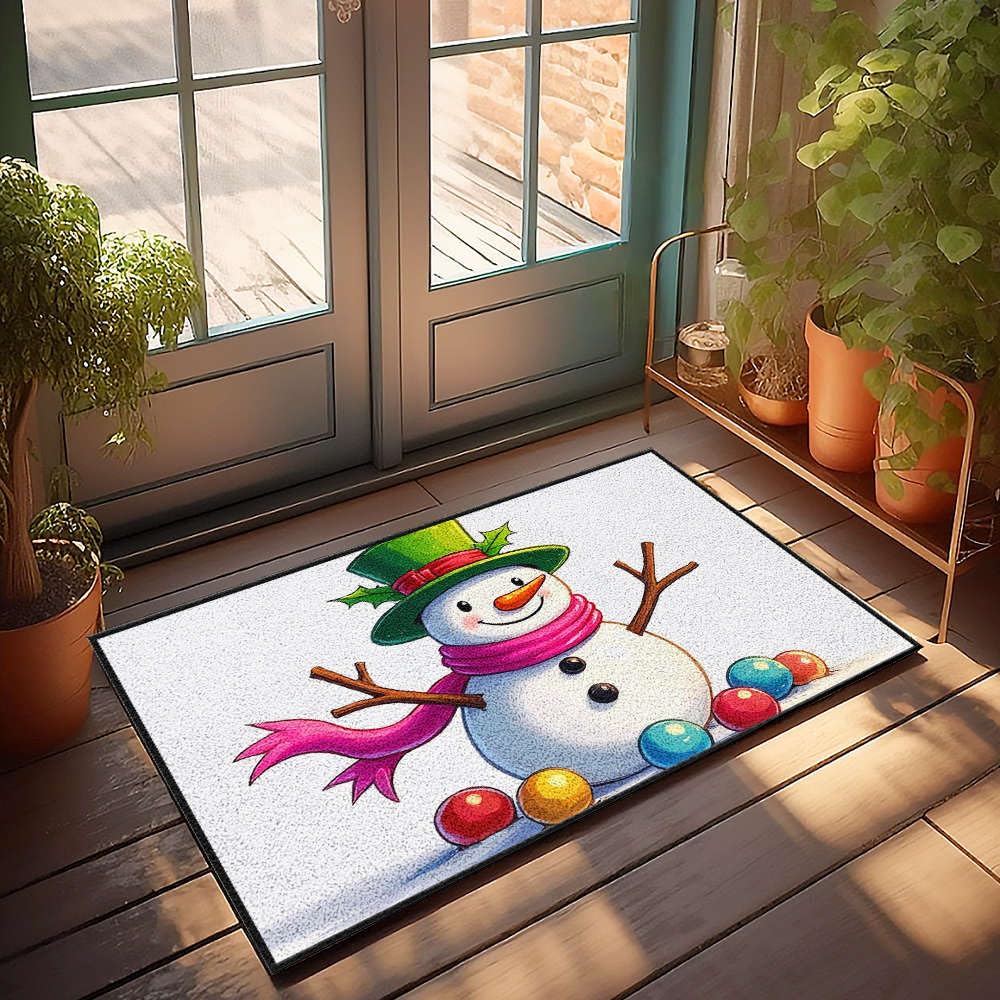 Paillasson amusant bonhomme de neige 65x90 cm imperméable pour intérieur et extérieur