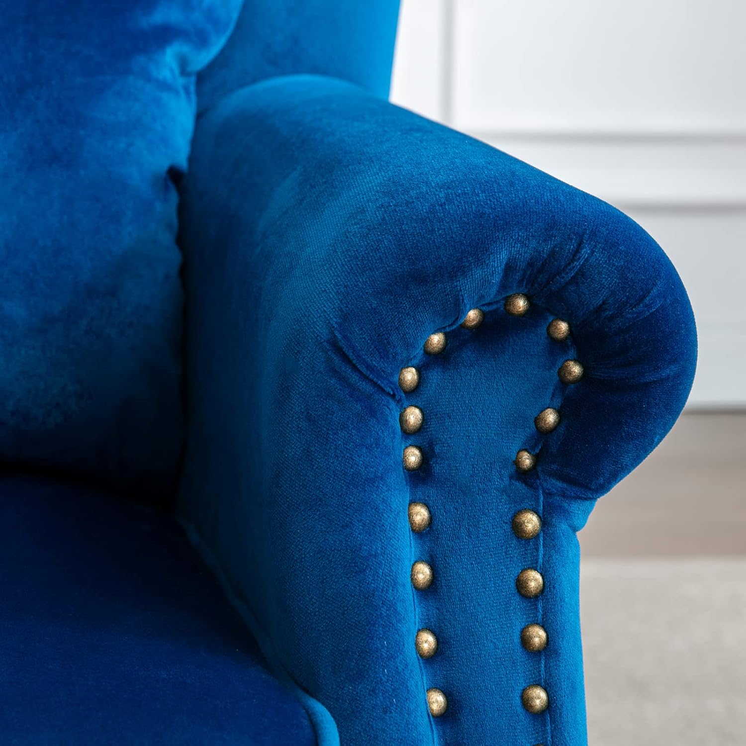 LZAREAL Accent Reading Arm Chairs Midcentury Modern Comfy Corner Sofa Chair, Wingback Waiting Room Club Chair with Tufted Back for Living Room/Bedroom/Reception Room, Velvet Blue