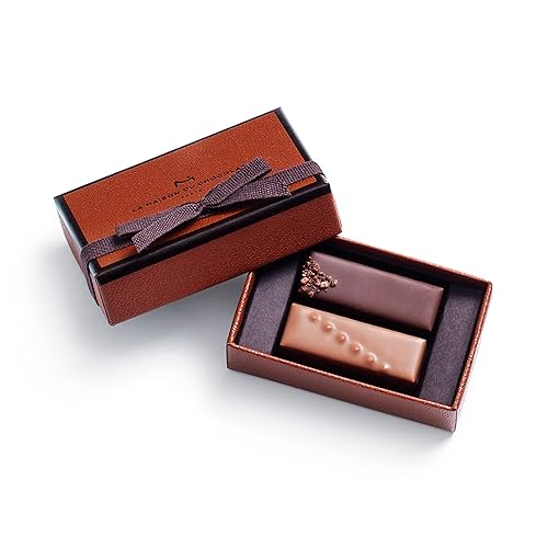 La Maison Du Chocolat Caja de regalo de chocolate negro y con leche premium - 2 piezas de chocolate francés gourmet
