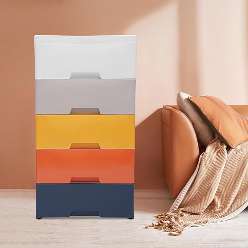 Miniatura 8 de Cómoda de plástico versátil y elegante de 6 cajones para almacenamiento de ropa, perfecta para habitaciones de niños, práctico organizador de