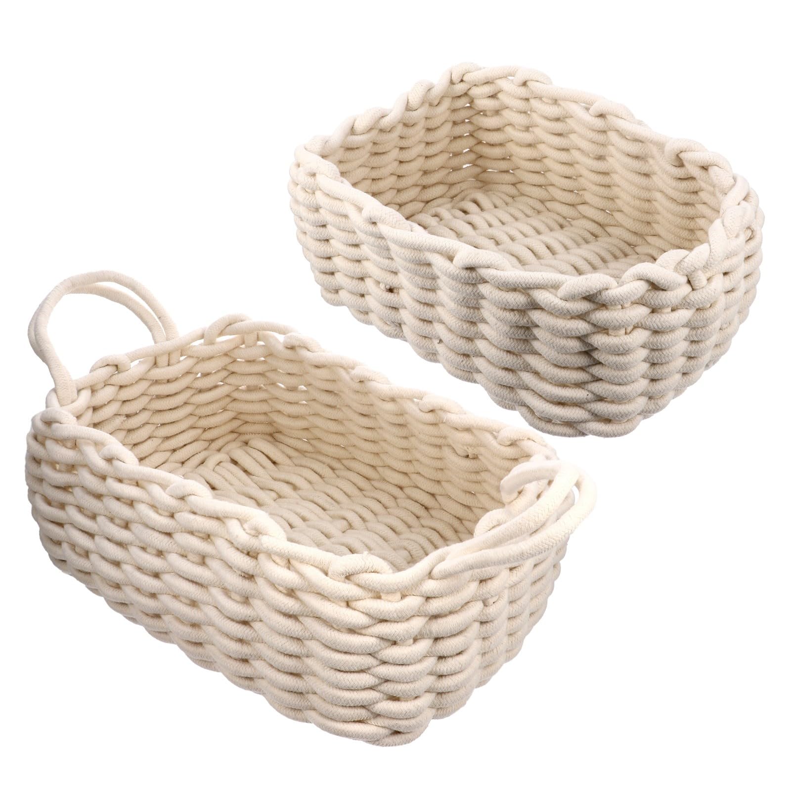 GALPADA Aufbewahrungskorb Modernes Design mit Griffen aus Baumwollgarn 2 Stück Multifunktional und Handgewebt Weiß für und Kinderzimmer