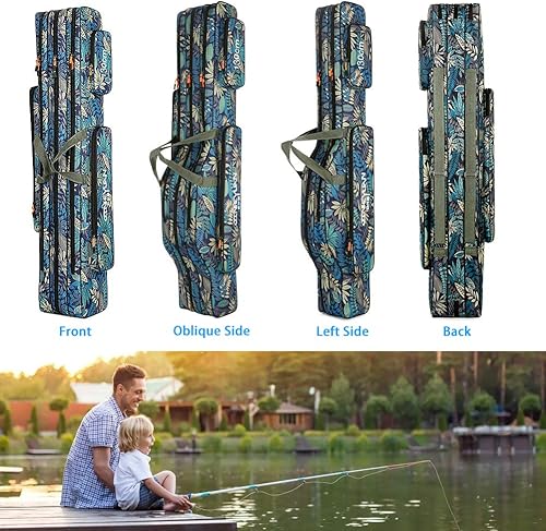 Miniatura 5 de BicycleStore - Funda plegable para caña de pescar, tres capas de almacenamiento para caña de pescar, bolsas de almacenamiento portátiles, carrete,