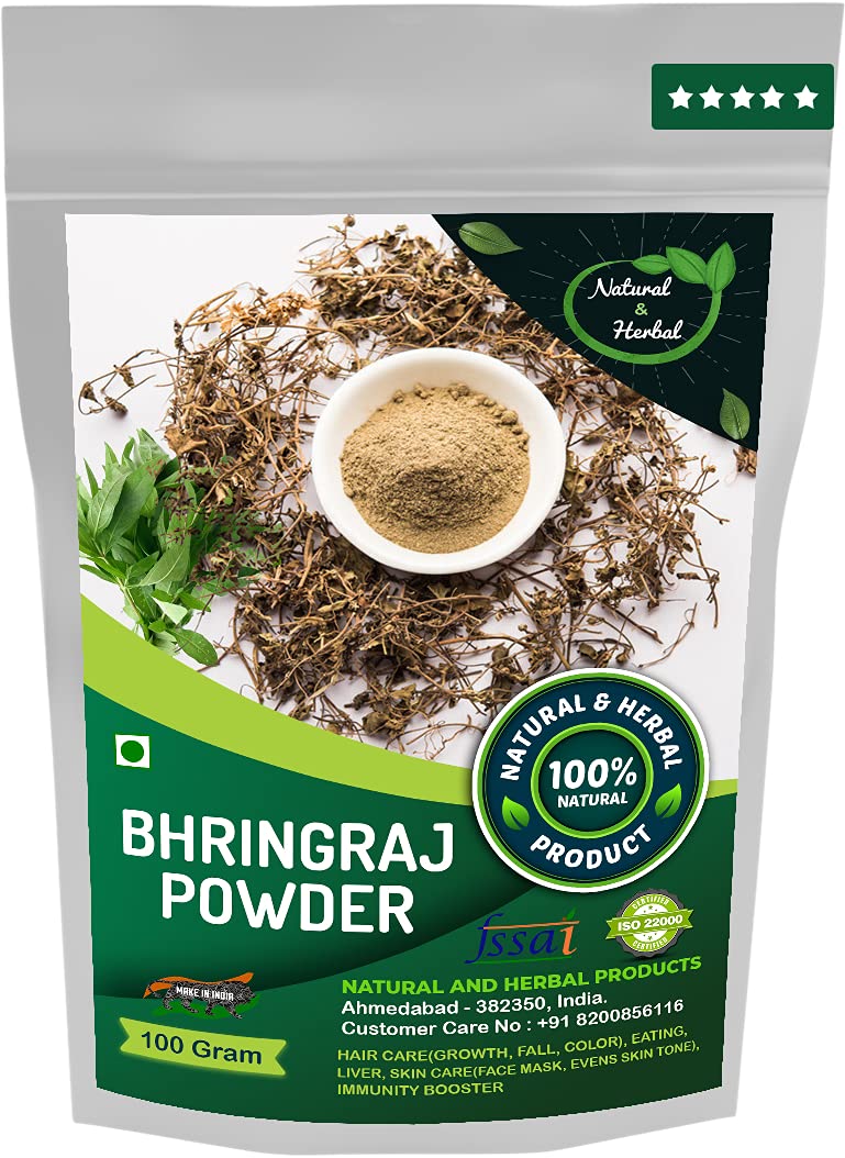 Bhringraj Powder | False Daisy | Eclipta Prostrata | Yerba de Tago For Hair Care(Growth, Fall, Color), Eating, Liver, Skin Care(Face Mask, Skin Brightening, Evens Skin Tone) and Immunity Booster - 100Gm-image-14