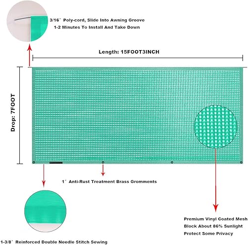 Miniatura 309 de Tentproinc Pantalla parasol para toldo, 8 pies x 13 pies 3 pulgadas (apta para toldo de 14 pies), protector solar de malla para autocaravana, cámper