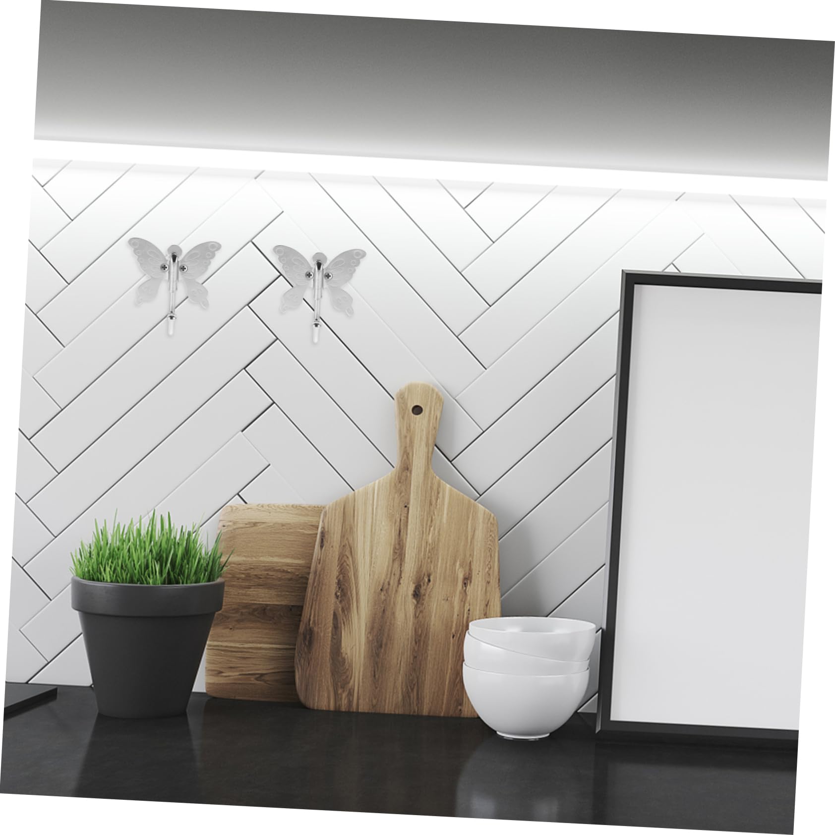PartyKindom 4 Set Gancio a farfalla in acciaio inox 10pz gancio per fioriera da appendere appendiabiti da parete appendiabito da muro decorazione casa ganci in metallo per appendere Silver