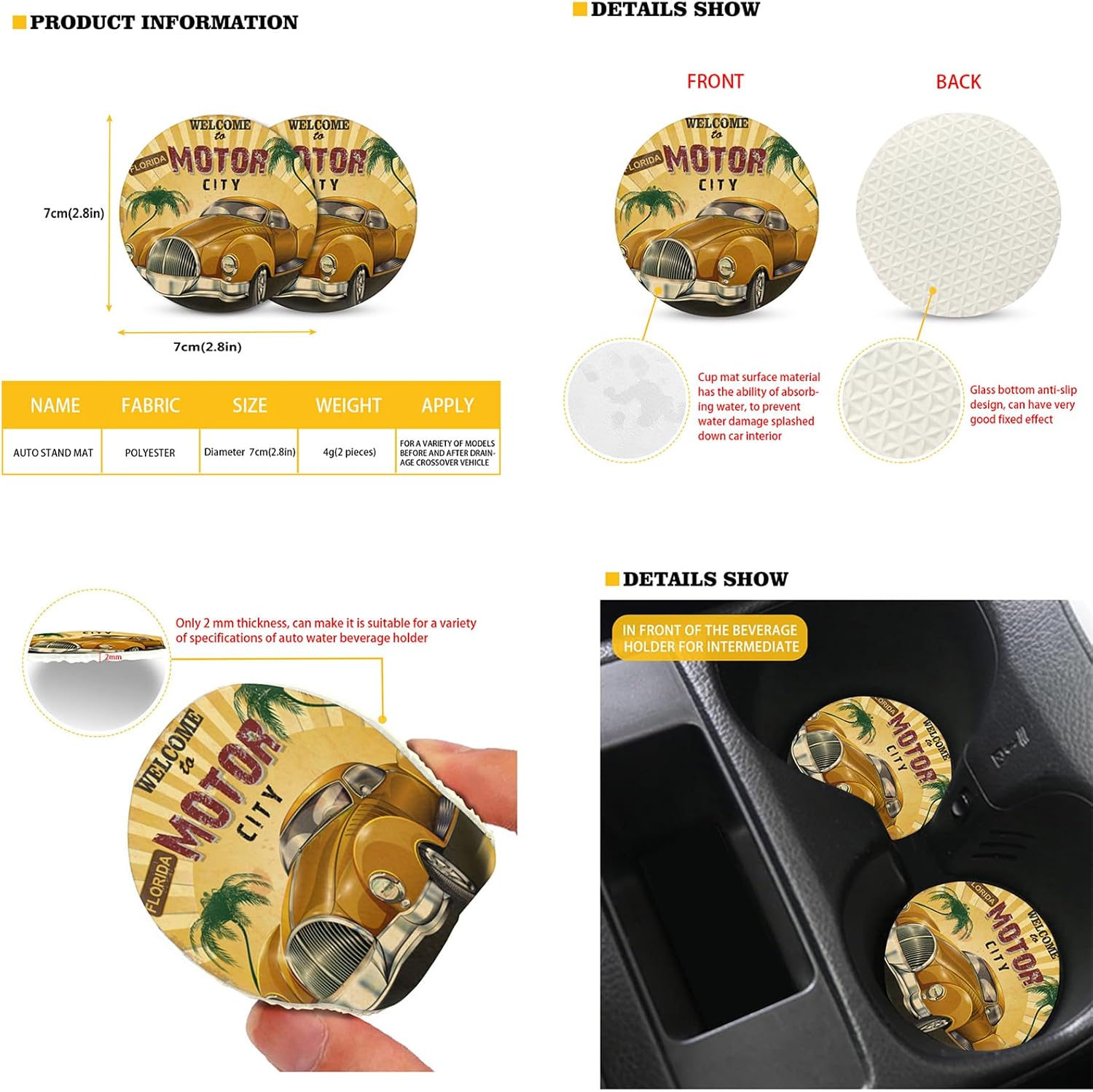 Wanyint Watercolor Sea Turtle Print 11 Pc Car Coaster Seat Covers Headrest Covers Fit Most SUV Truck Vans Auto Accessories Full Set Keychain Handbrake Cover Gear Shift Knob Covers