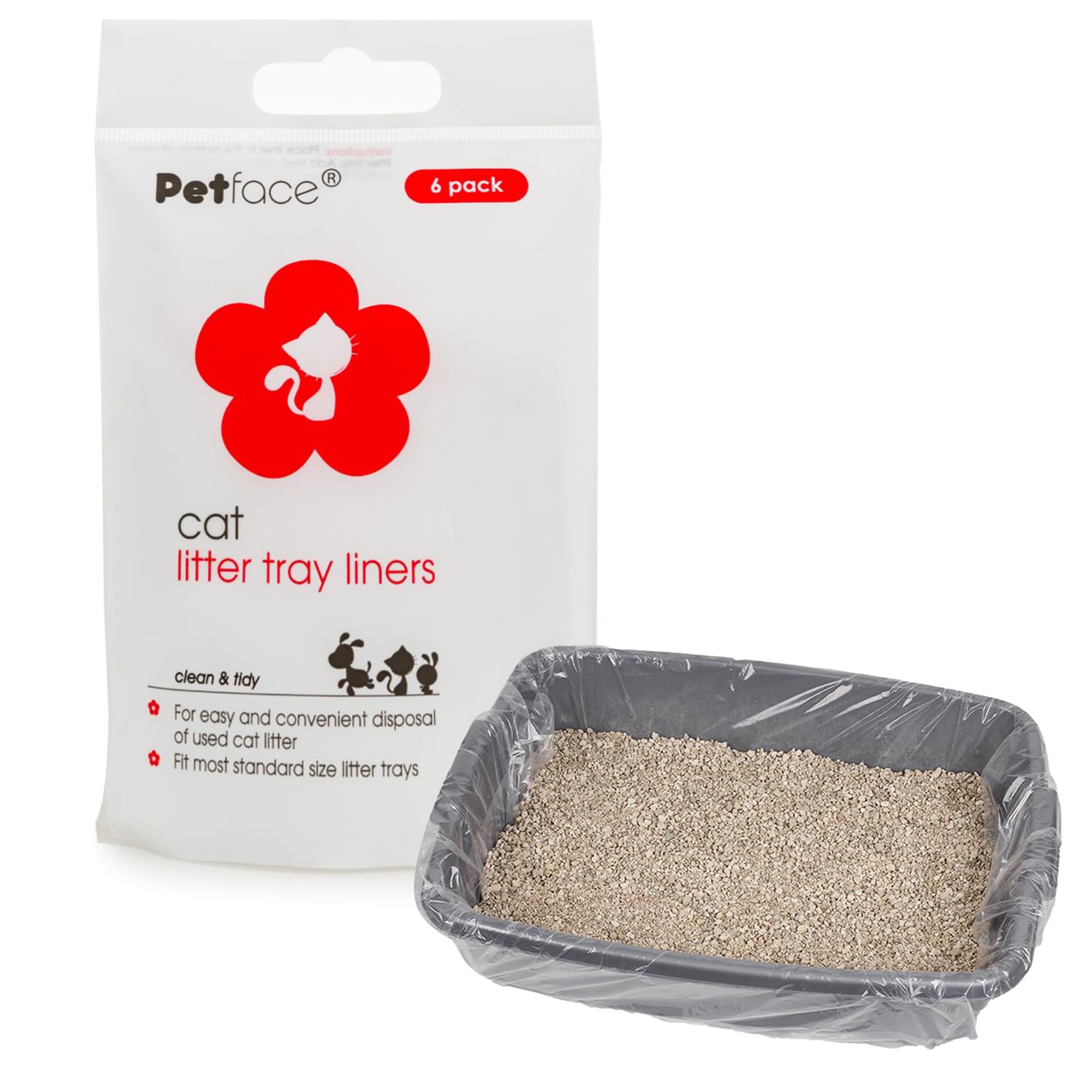 Petface Cat Litter Tray Liners, Fits Most Standard Trays Up To L75 x W35 cm, White (Pack of 6)