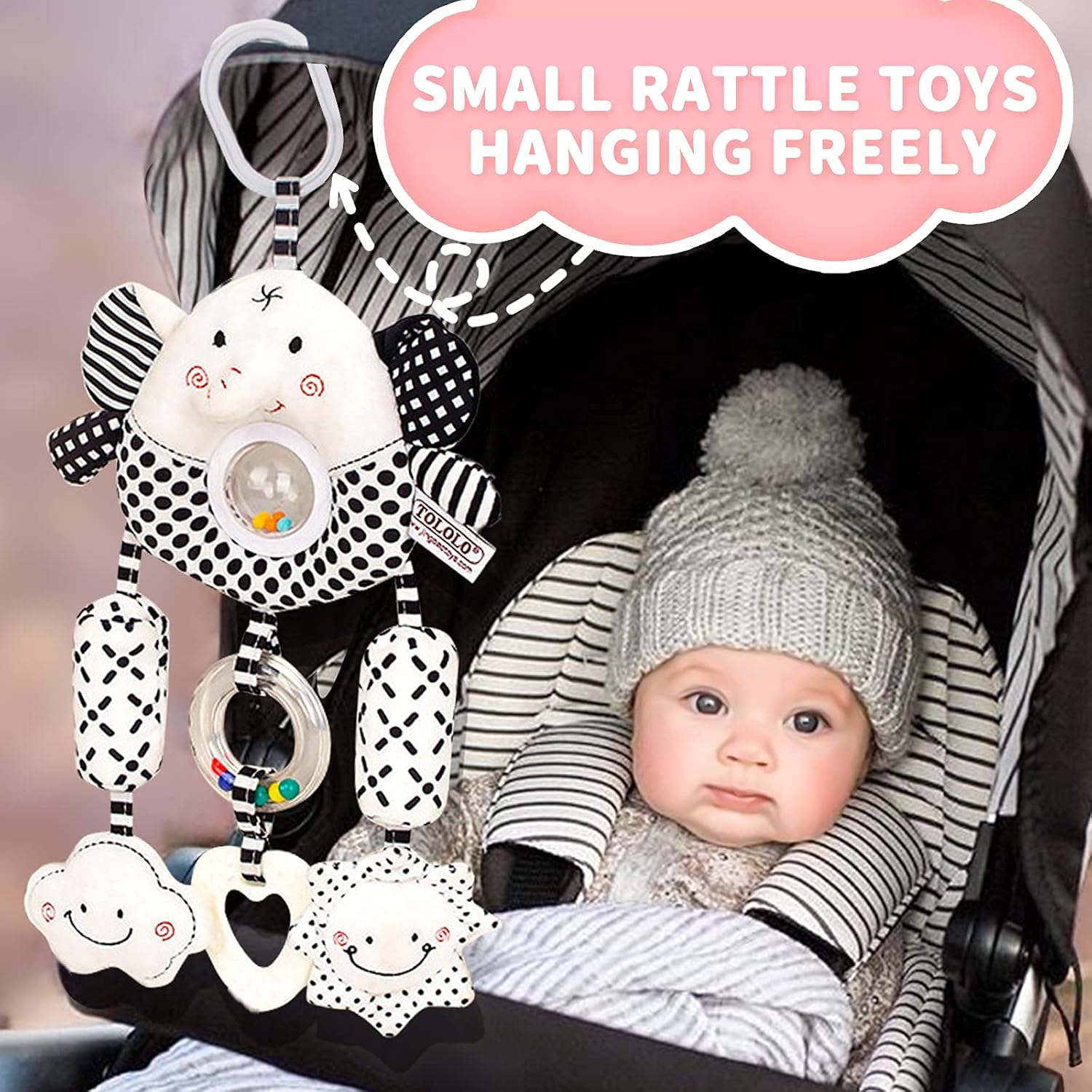 AUYYOSK Car Seat Toys for Babies,Hanging Baby Toys,Clip on Car Stroller Toy for 3 6 to 18 Months,Baby Car Toys for Stroller,Baby Crib Rattles for Babies Newborn,Toddler,Newborn Toys,Baby Toys : Toys & Games