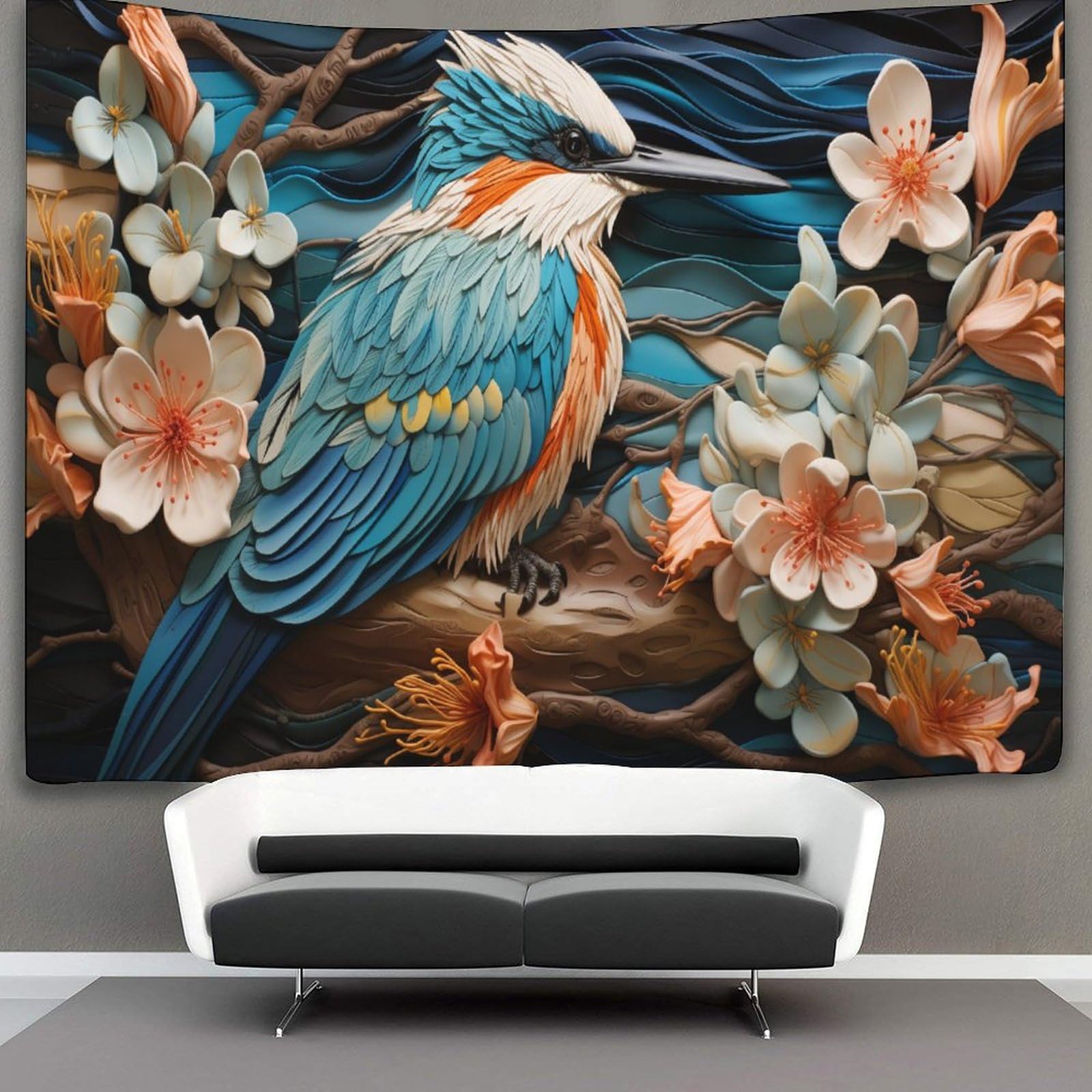 kaiyun 150cmx200cm Tapestry Kingfisher Tapestries Birds Animals 3D Printing Wall Hanging Home Decorations