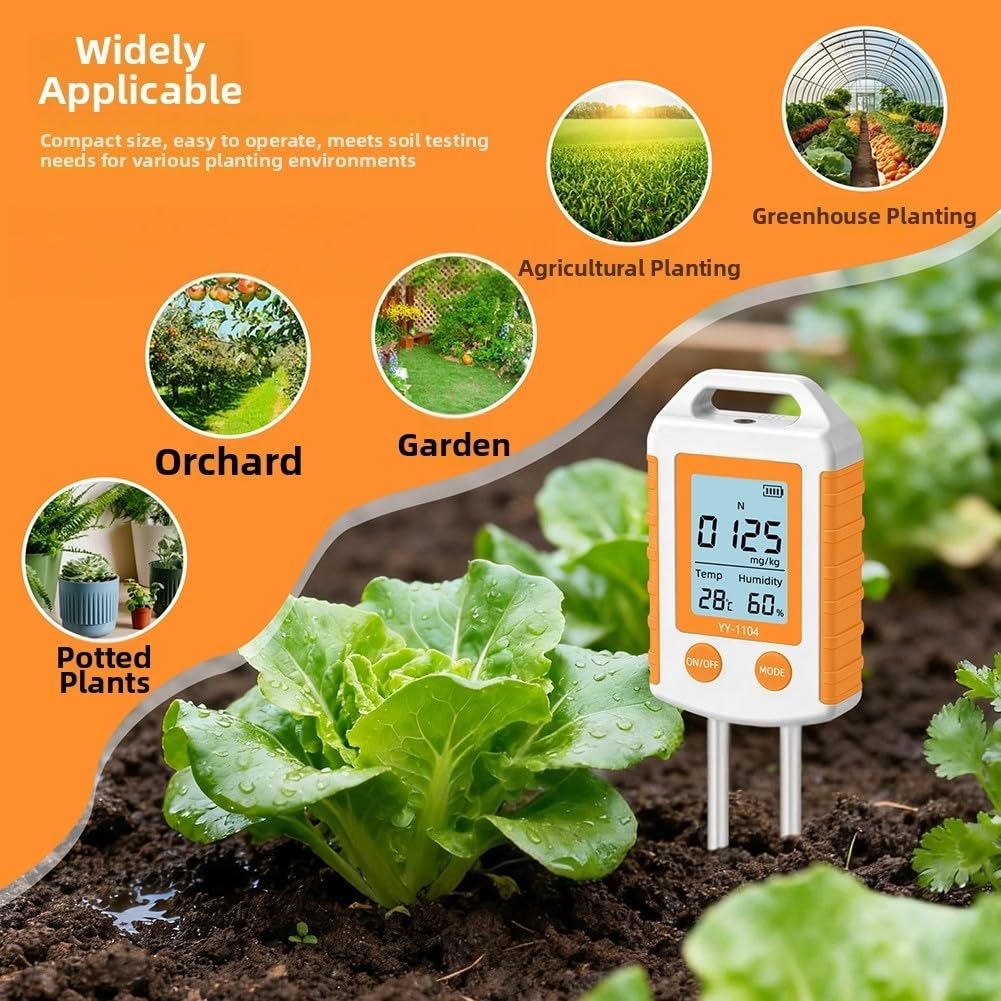 Probador de suelo 6 en 1, NPK nitrógeno fósforo analizador de potasio humedad pH fertilidad metro para agricultura invernadero huerto jardín