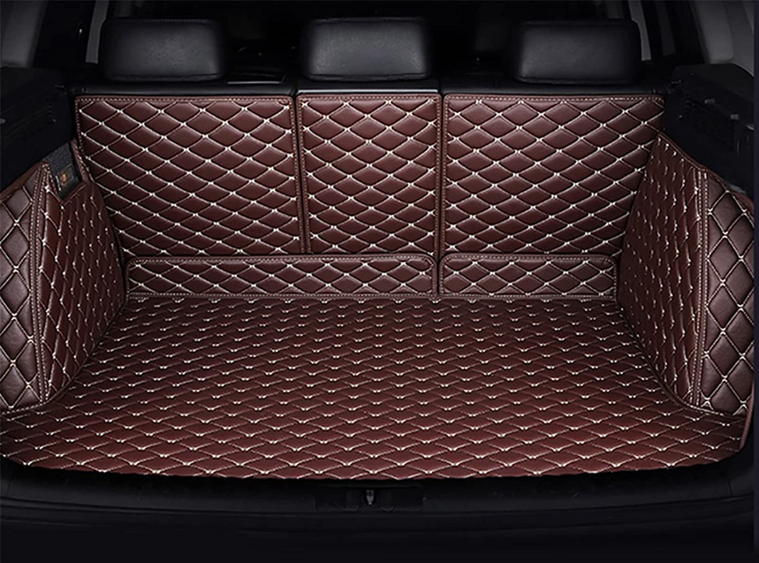 Alfombrillas Maletero Coche para Mercedes-Benz C Class Wagon 2017-2021,Equipaje Cargo Liner ProteccióN Alfombra Interior Styling Accesorios,Beige-White-Panel