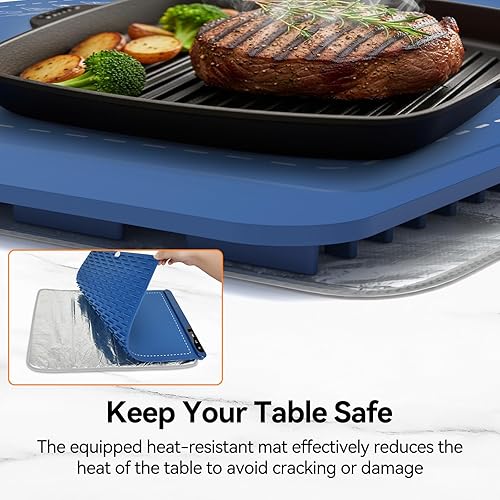 Miniatura 4 de Tapete de calentamiento mejorado 2025 para alimentos, bandeja de calentamiento eléctrica con 6 ajustes de temperatura, calefacción de grafeno de