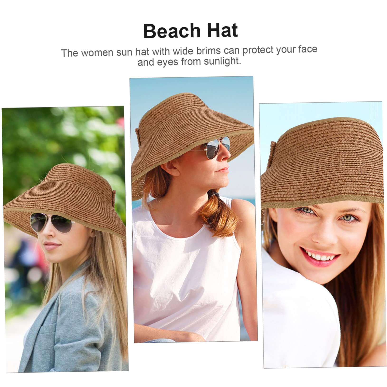 2st Strandhut Uv Spitze Hüte Mit Breiter Krempe Für Damen Visier Für Frauen Sonne Stroh Schirmmützen Für Damen Kappe Lüfter Voll Visiere Für Frauen Falthut Coffee