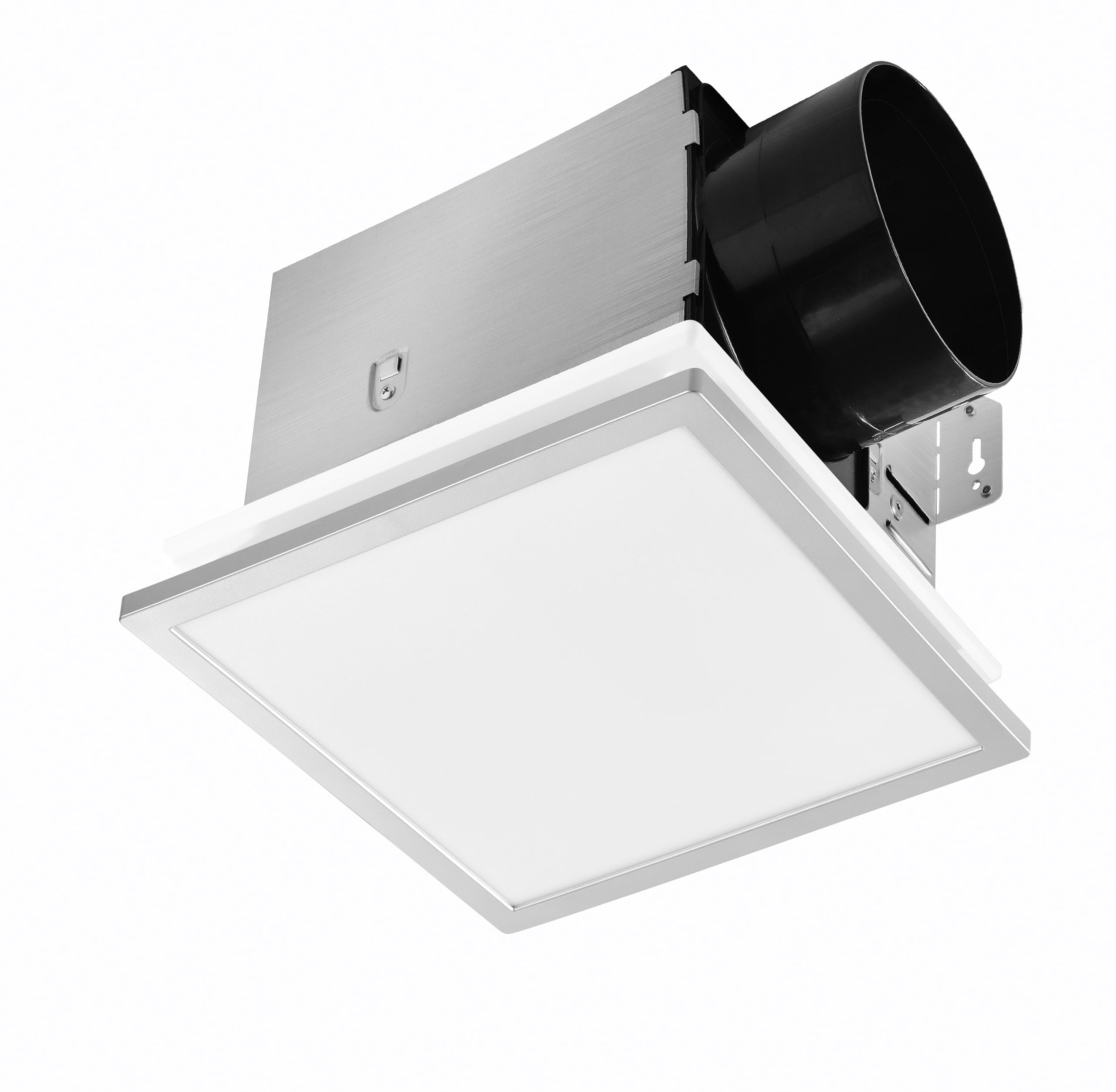 Tech Drive Modern Nickel Bathroom Exhaust Fan with Light - 150 CFM, 1000lm Dimmable 5CCT LED Light with Night Light Selectable, 6-Inch Duct Quiet