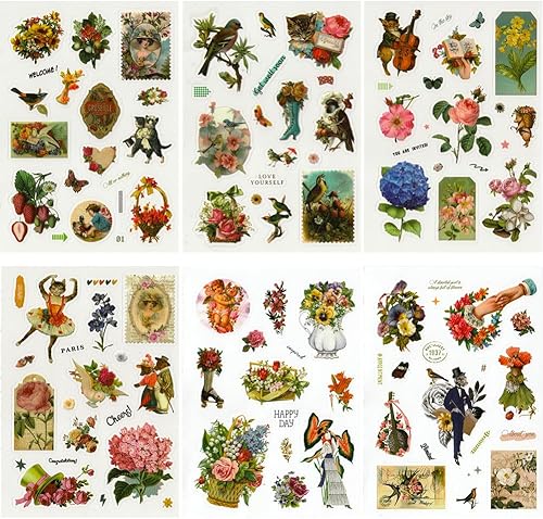 Miniatura 3 de Calcomanías para álbumes de recortes, calcomanías de hongos y plantas con calcomanías estéticas de efímera, suministros de diario para álbumes de