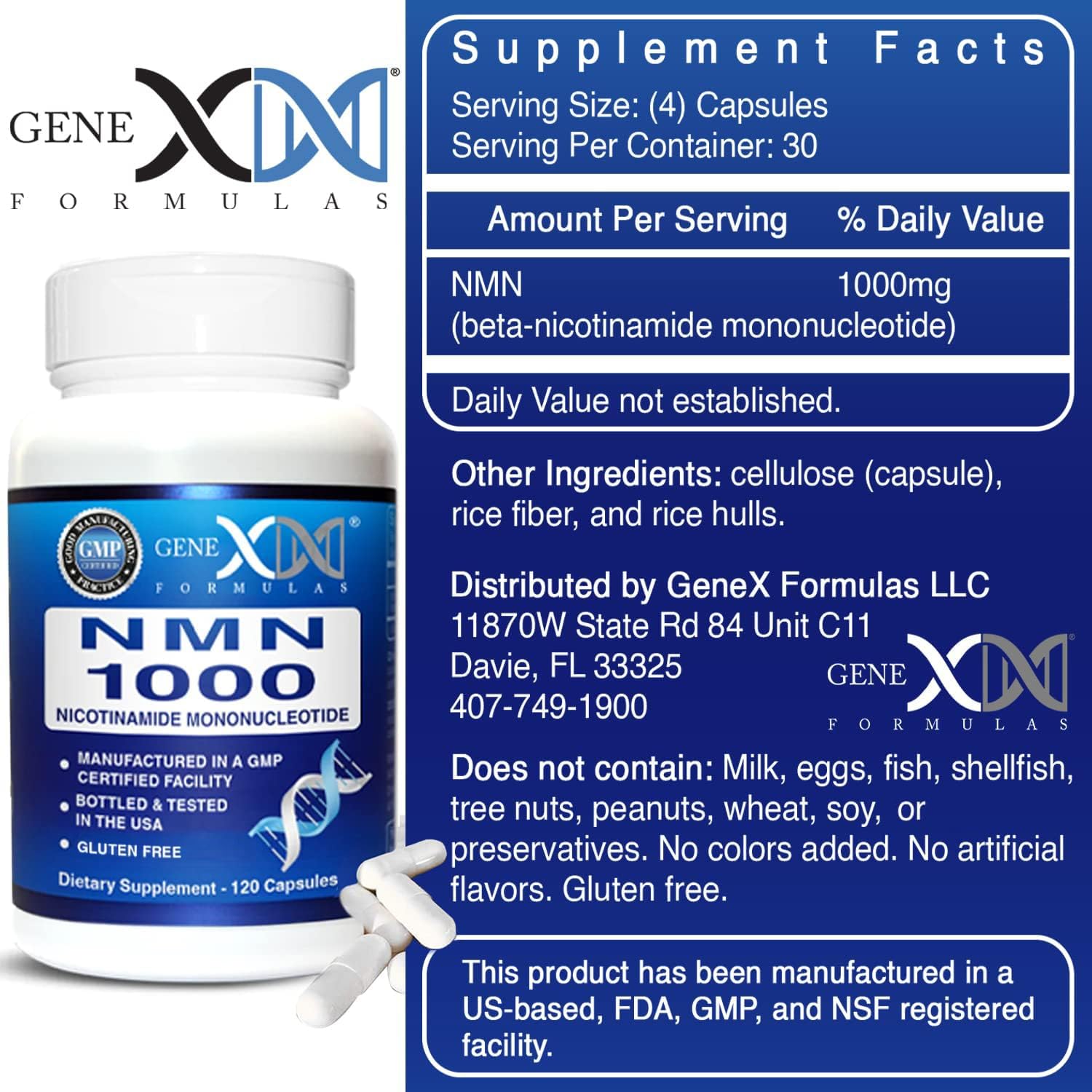 Genex Formulas NMN 10000mg Dose Stabilized Form 99% Pure Supplement 60 Caps — Amazon image 2