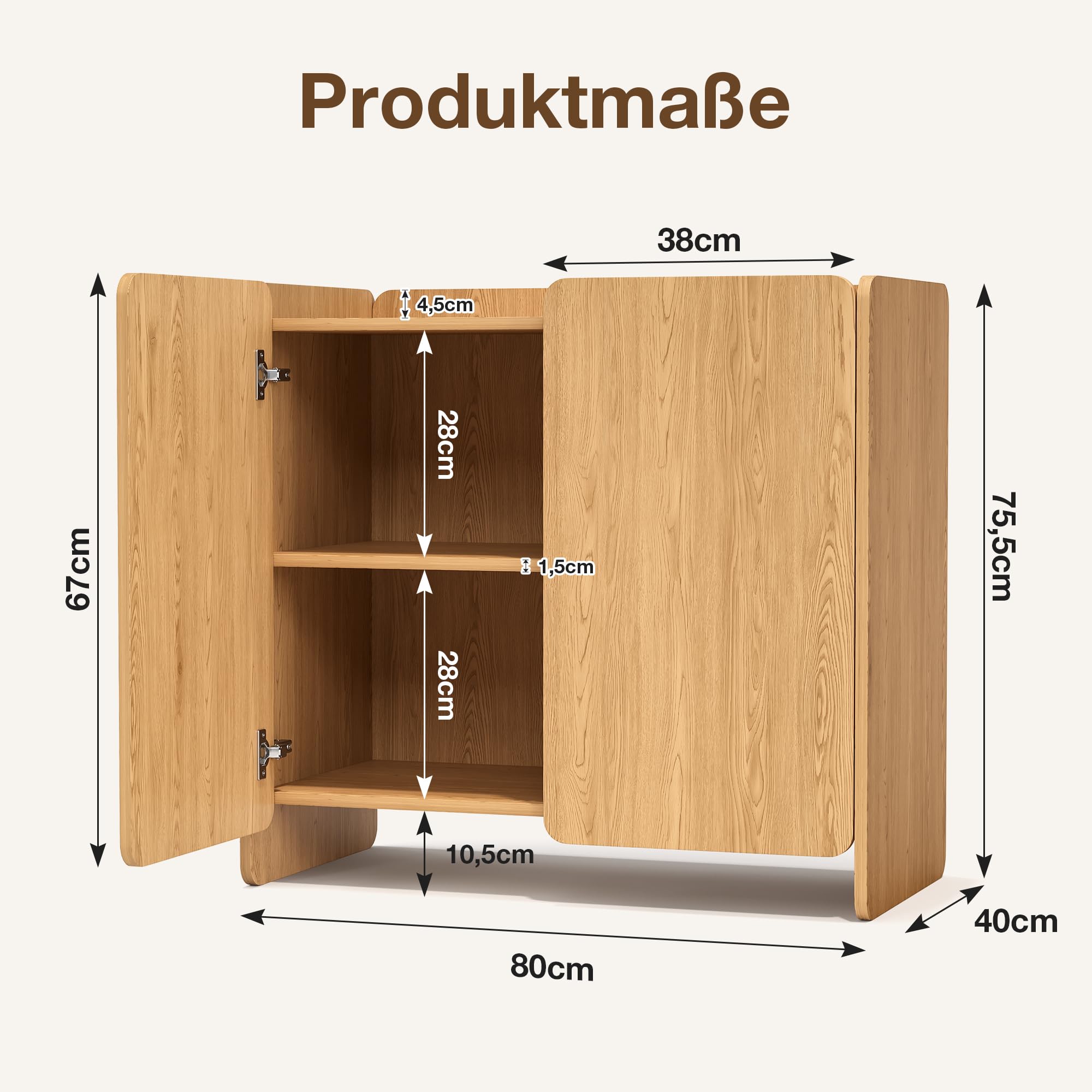 Pamapic Sideboard,Küchenschrank mit 2 Türen,Buffetschrank mit Kippsicherung