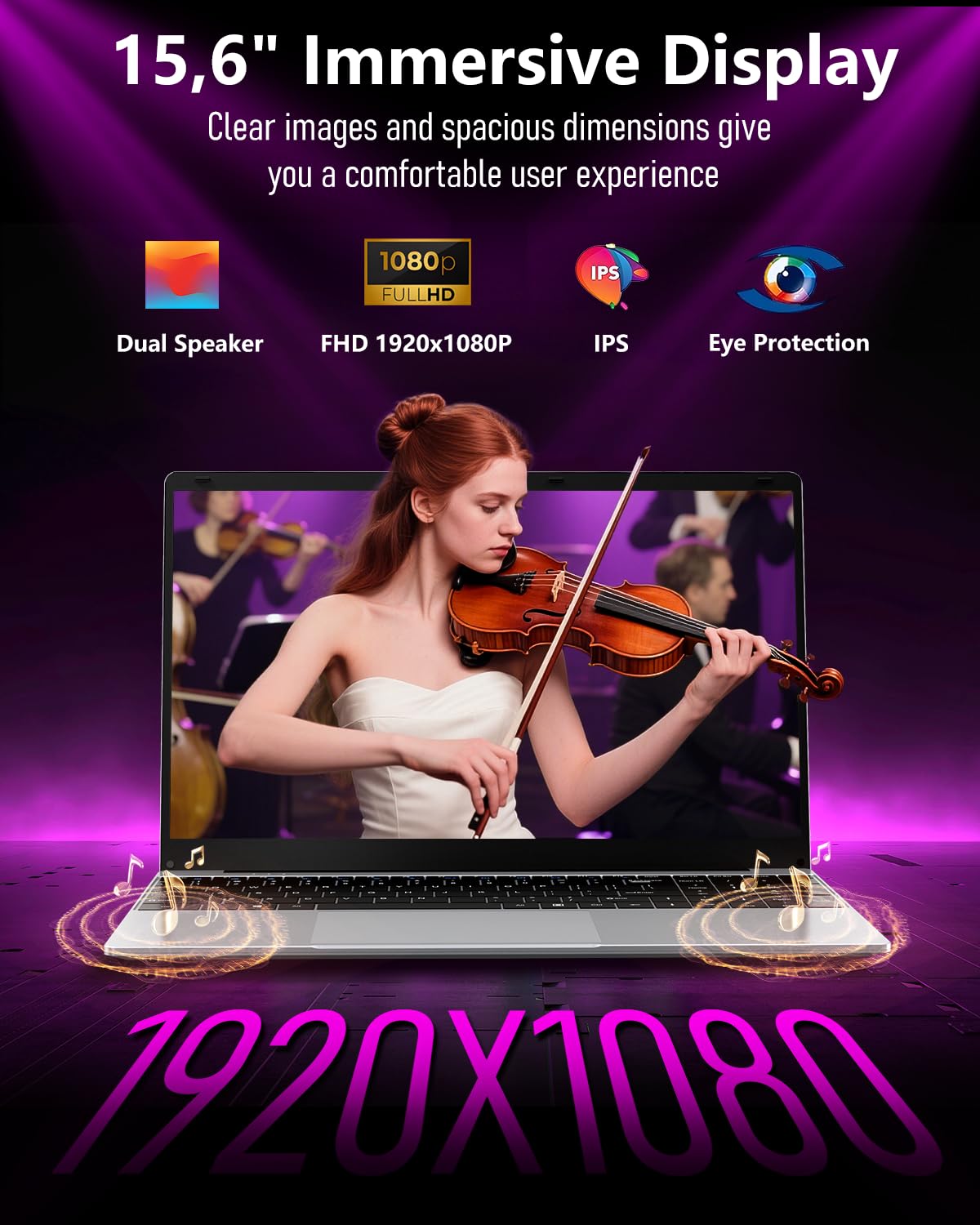 FUNYET 2025 PC Portatile 15.6 Pollici LPDDR4 8 GB RAM 256 GB SSD Laptop Win 11 Pro IPS FHD 1920×1080 Celeron N4020 Notebook Supporta l'espansione TF Card 1TB, BT 5.0, USB 3.0, Mini-HD, 2.4G+5G WIFI