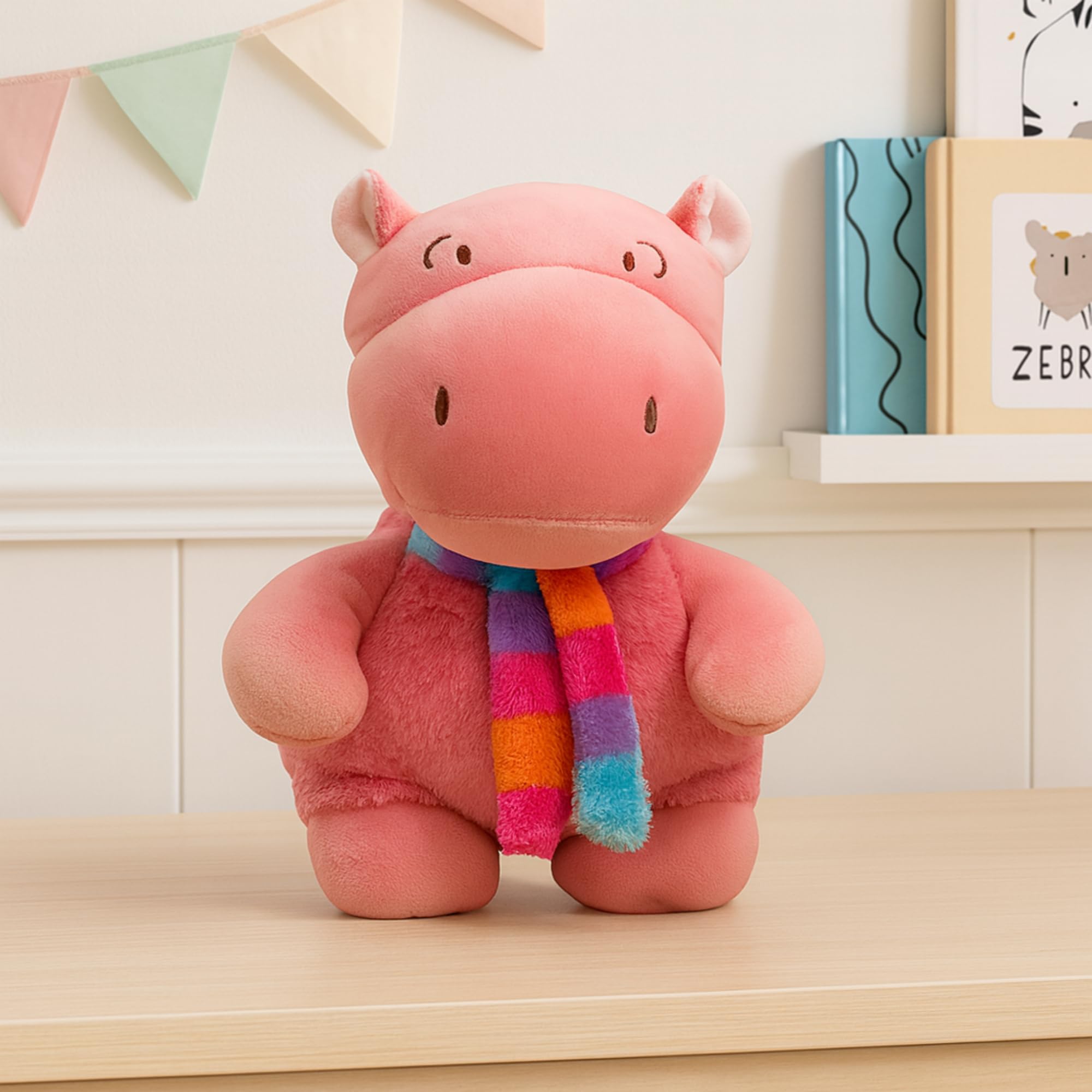 - Mirada Cute Coral Scarf Hippo Soft Toy for Girls/Kids | Stuffed Plush Animal | - 25cm