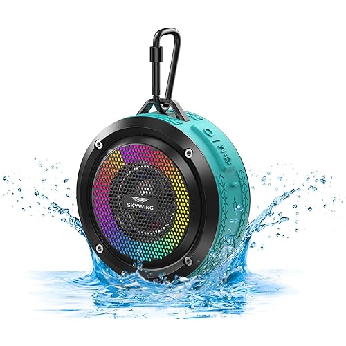 Shower Speaker, Certified IPX7 Waterproof,Portable Bluetooth Speaker with Suction Cup,Hook,Light, Stocking Stuffers, Premium Mini Outdoor Wireless Speaker, Ideal Gift for Christmas (Blue)