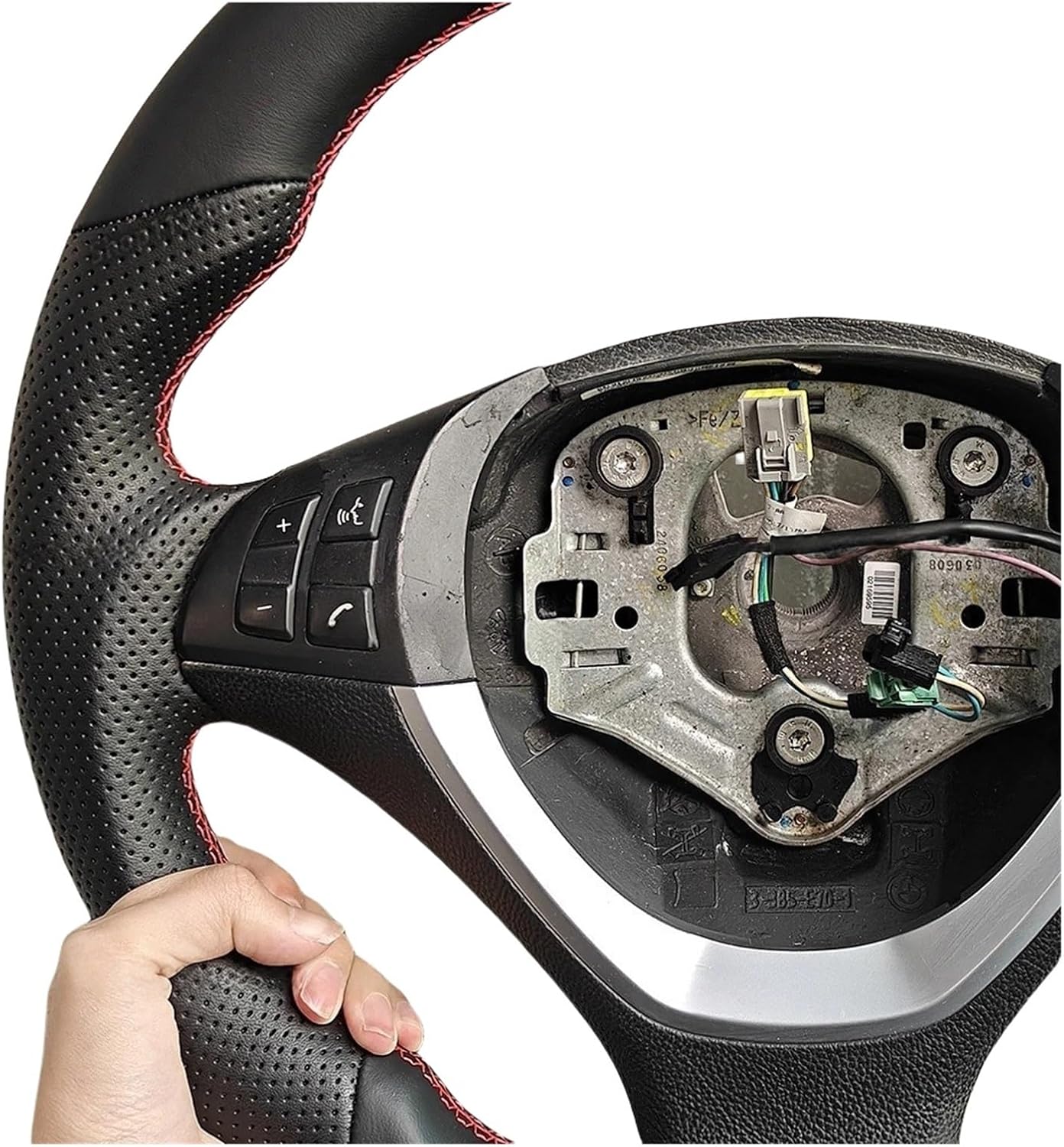 Full Leather Flat Bottom Steering Wheel Compatible For BMW E70 E71 E72 X5 X6 X6M Customize Perforated Leather Steering Wheel Car Accessory