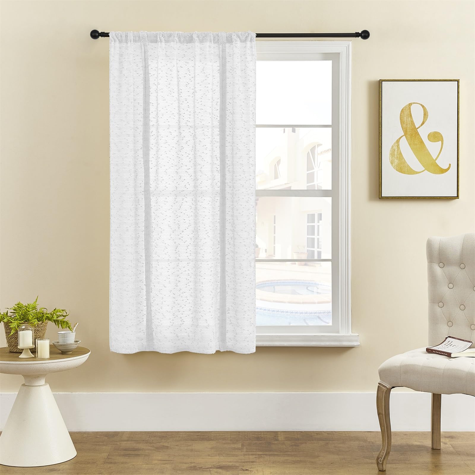 ele ELEOPTION Roman Tie-up Blind Curtain Translucent Elegant Luxury Window Voile Tier Curtain for Bedroom Living Room - Image 3