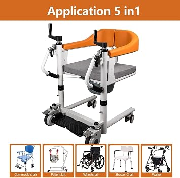 Patient Lift Transfer Machine - Electric Lift Chair Aid for Nursing Paralyzed Elderly - Hydraulics Bedside Lift with Manual Control - Transfer Lift Aid for Bedridden Patients