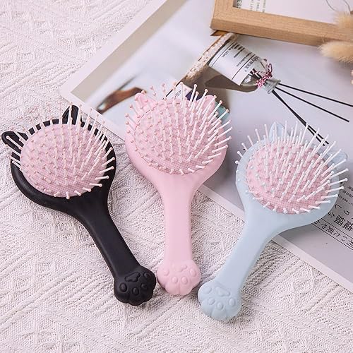Miniatura 8 de Lindo juego de cepillos de pelo con forma de gato, peine con cojín de aire para cabello fino, grueso y rizado, cepillo de pelo para mujeres, hombres