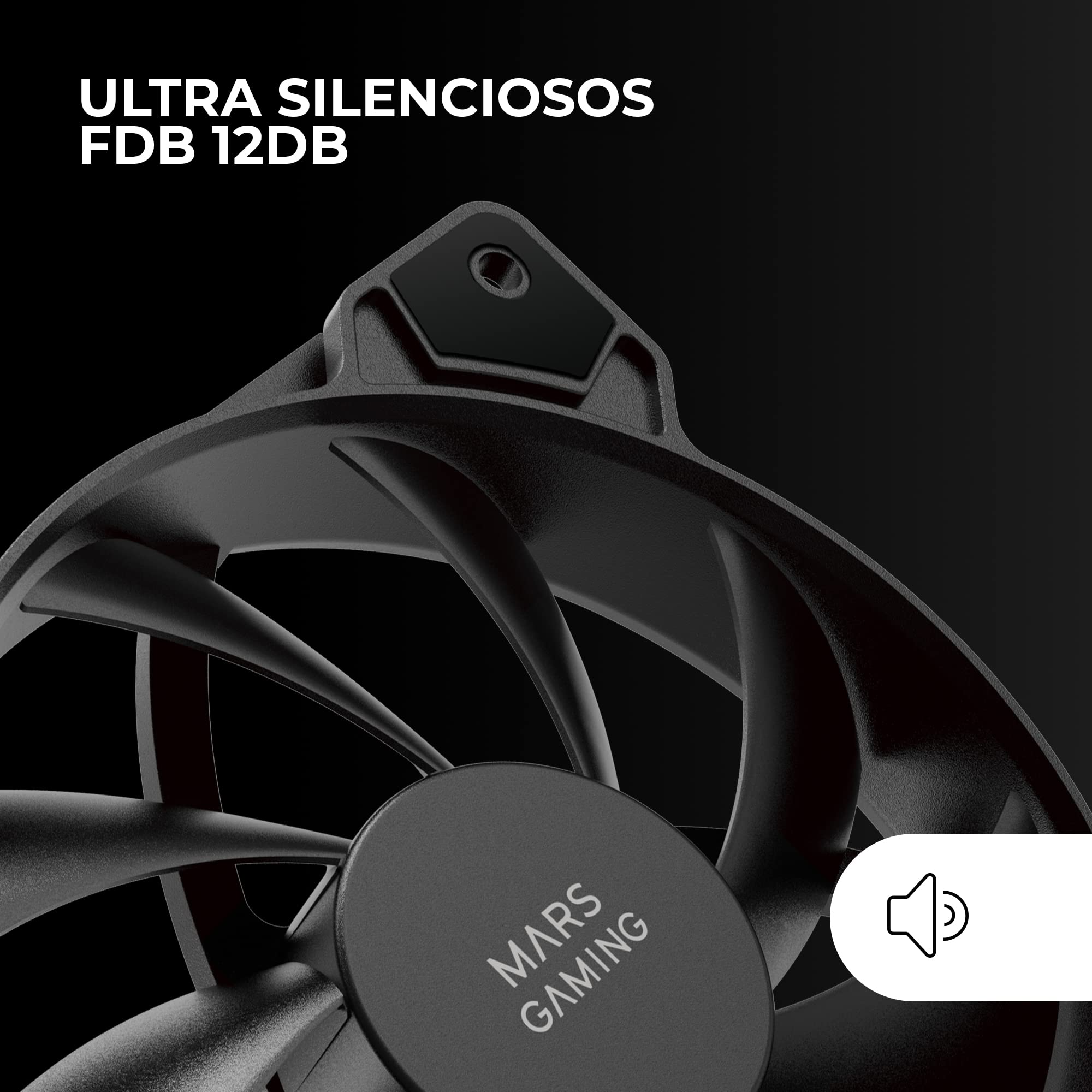 Mars Gaming MF-PROX2, Kit 2x Ventiladores 120mm, Sistema Anti-vibraciones, Ultra-silenciosos, Doble Conexión 3PIN + 4PIN, Negro