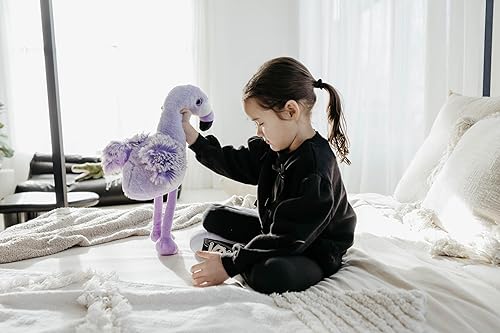 Miniatura 8 de The Petting Zoo Peluche de flamenco morado, regalos para niños, juguete de peluche de flamenco de Pazzion morado, 12 pulgadas