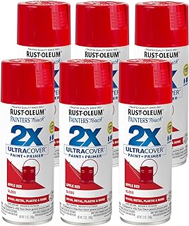Rust-Oleum 334024-6PK Painter's Touch 2X Ultra Cover Spray Paint, 12 oz, Gloss Apple Red, 6 Pack