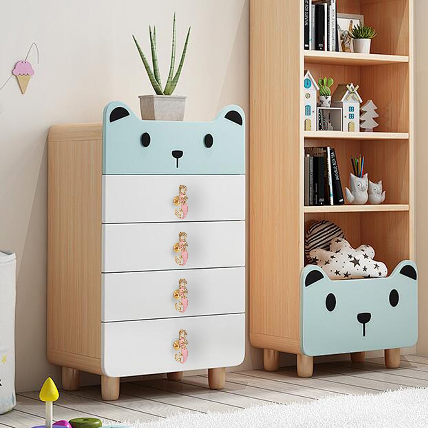 Xinally Pink Mermaid Cabinet Knobs, 6 Pack Cute Style Dresser Handle Knobs  Zinc Alloy Handles Pulls for Home Decor Cabinet Drawer Furnitures -  Amazon.com