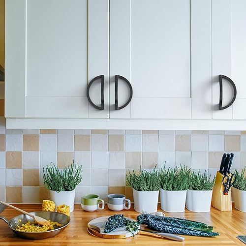 Miniatura 10 de Asidrama Paquete de 10 manijas de gabinete de cocina de bronce champán de 3.75 pulgadas (3.780 in), tiradores de gabinete de media luna, accesorios