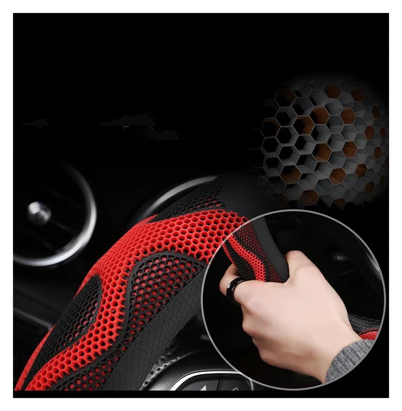 Pokrowiec na kierownicę do samochodu z mikrofibry i skóry, do Peugeot 208 2012-2018, Peugeot 308 2014-2021, Peugeot 2008 2013-2018, czerwony