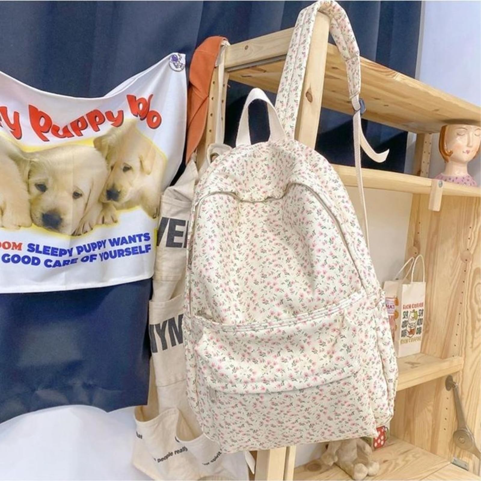 Zaino da Viaggio Rosa Piccolo Florale Stampa Leggero per Ragazze Adolescenti Campus Giornaliero All'aperto Daypack-b