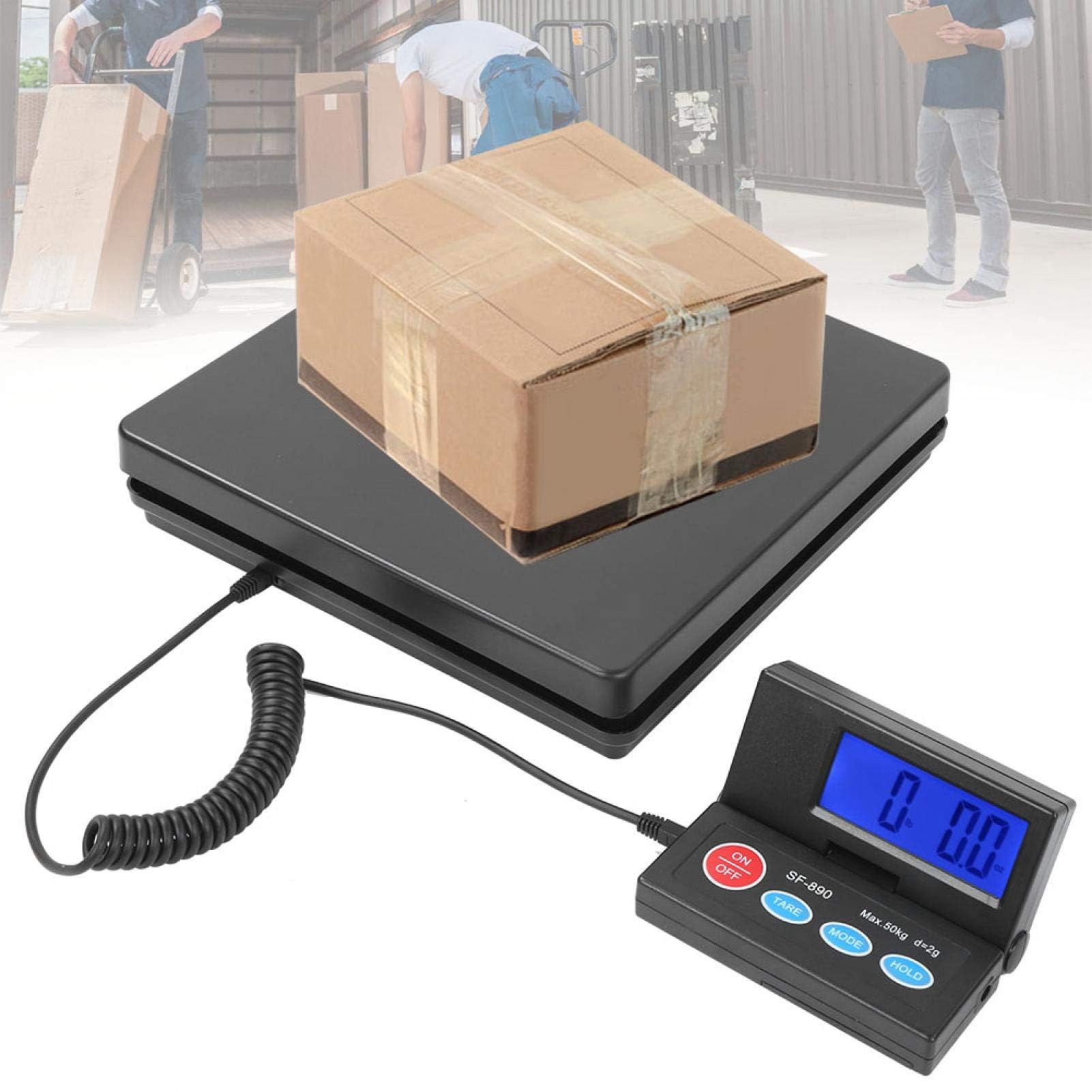 Báscula digital para envíos postales, balanza grande de 50 kg/2 g para paquetes con pantalla LCD, alta precisión, servicio pesado, buena báscula, apagado automático, pesaje rápido(YO)