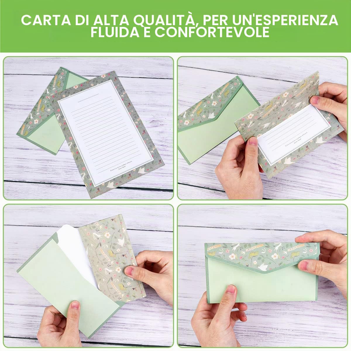 Vicloon Set Carta da Lettere e Buste 54 Pezzi 36 Fogli 18 Buste per Inviti