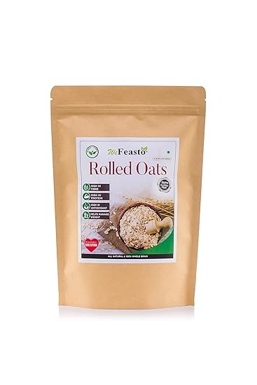 WeFeasto Rolled Oats 500 gm | Cereal for Breakfast | Gluten Free Rolled Oats | High in Dietary Fibre & Protein | Diet Food for Weight Loss - (500 Gm x 1 pack)