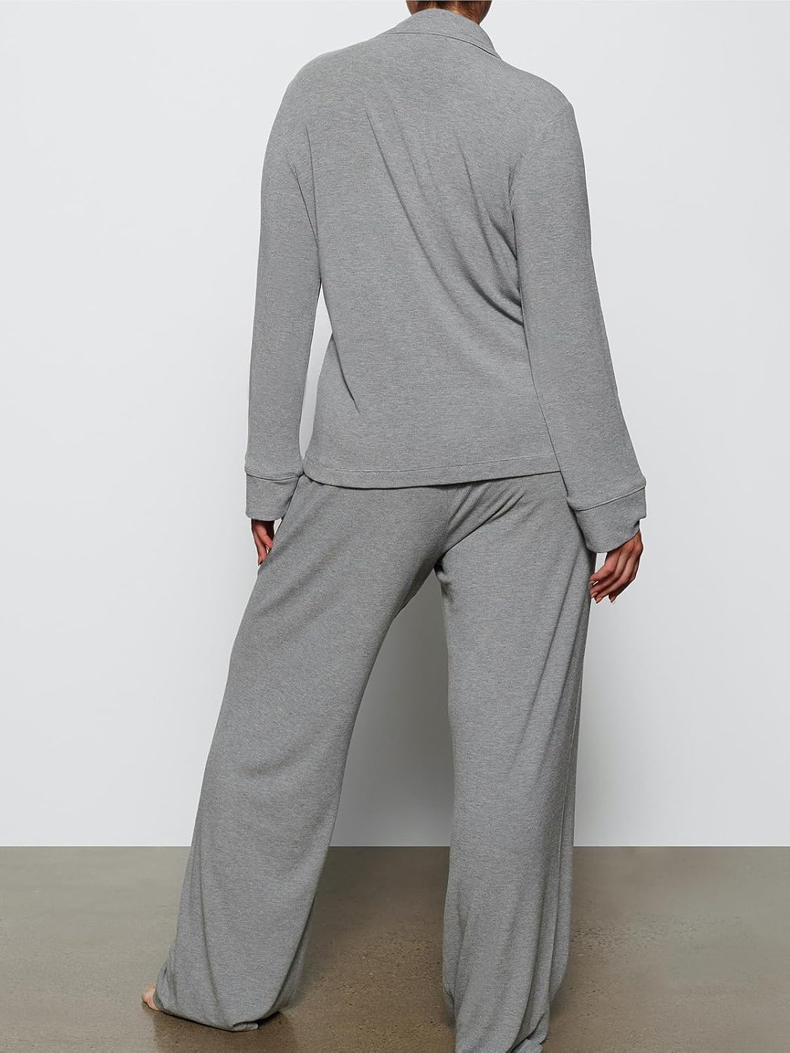 AnotherChill Women's Pajamas Set Long Sleeve Button Down Ribbed Knit 2 Piece Sleep Sets Loungewear Soft Pjs - Image 4