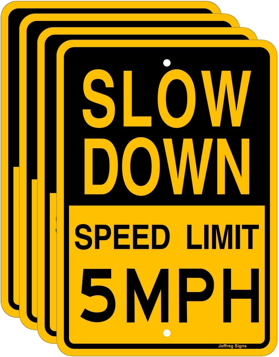 Joffreg Slow Down Speed Limit 5 MPH Sign,17 x12 Inches,Reflective Aluminum (4 Pack)