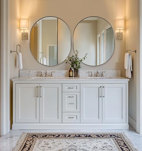 Miniatura 200 de ANDY STAR Espejos ovalados de baño, espejo de tocador doble de 30 x 48 pulgadas, espejos ovalados negros para baño, marco de acero inoxidable