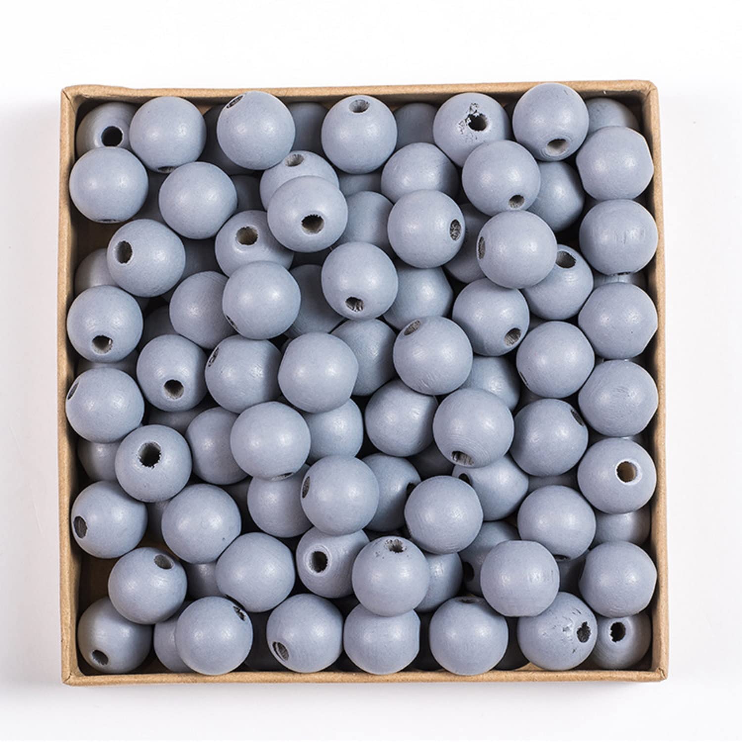 Decoendiy 100-Piece Wood Beads - 16mm Colored Round Craft Beads For Jewelry & DIY, Blue - View #5